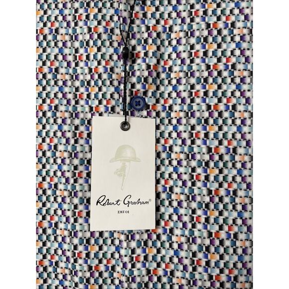 NWT Robert Graham Flamenco Mens Large Button Up Shirt Geometric AOP $198 L/S - Picture 10 of 14